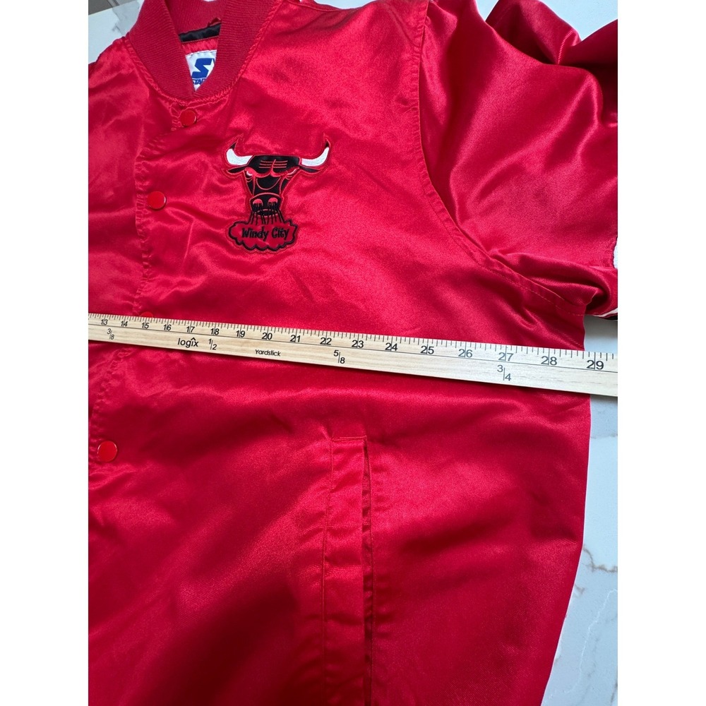 Chicago Bulls Starter Jacket Mens XXL Red Satin Varsity Snap Button Windy City - Picture 6 of 14